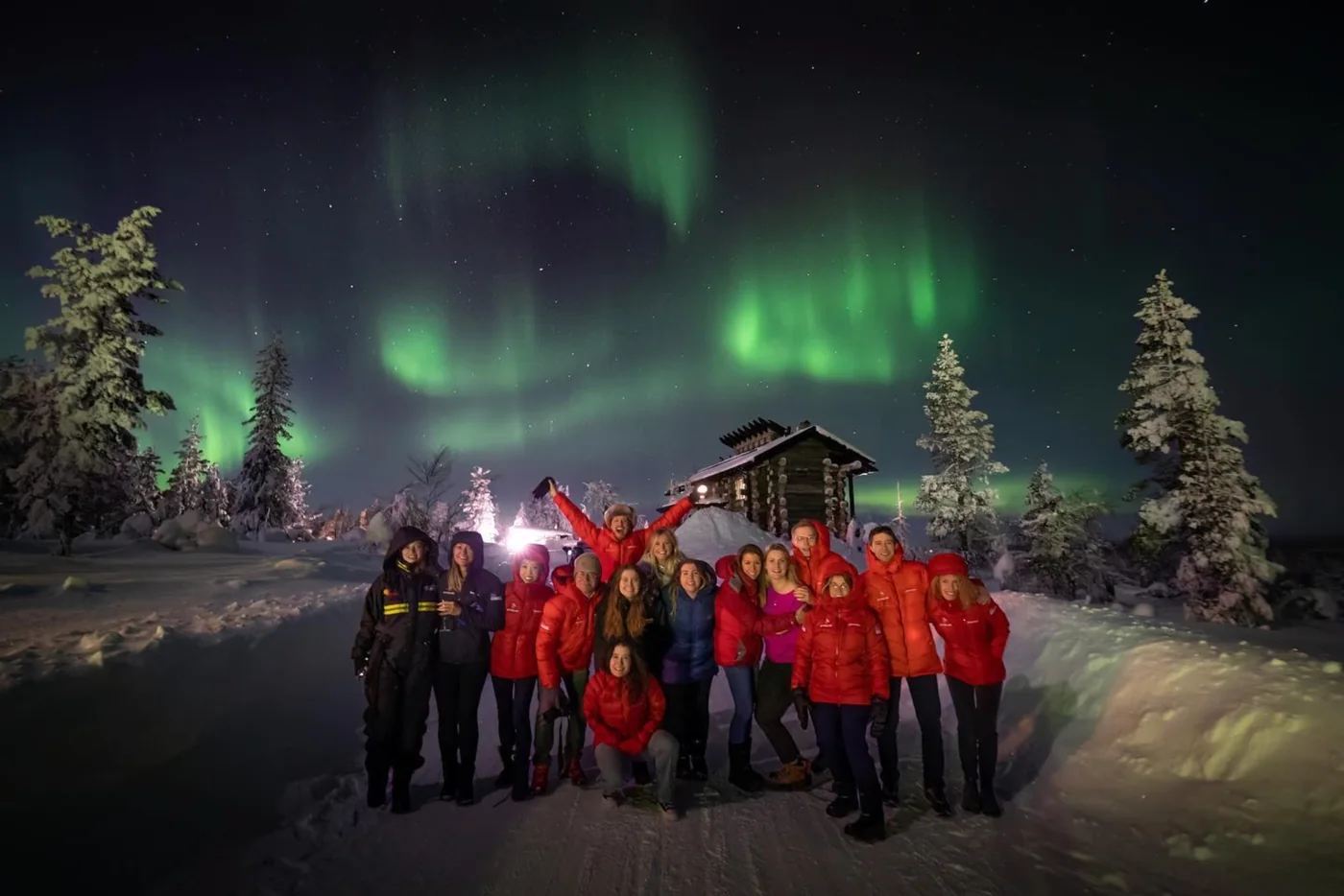 The Strive Challenge team under the northern lights in Lapland