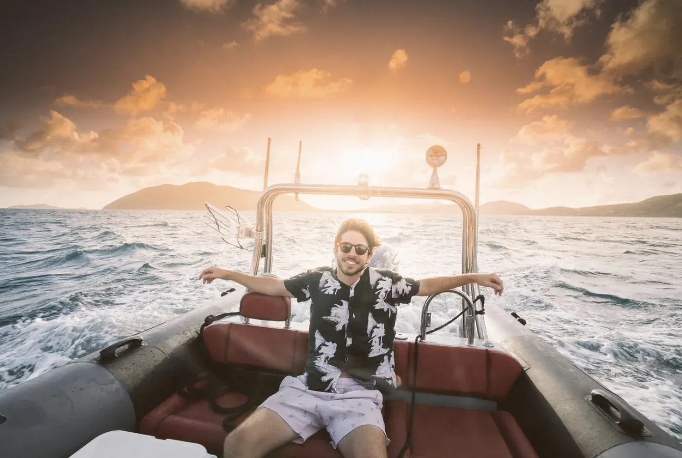 Sunset from the water in the Caribbean