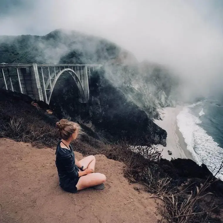 Bixby Bridge in fog on the Big Sur coast