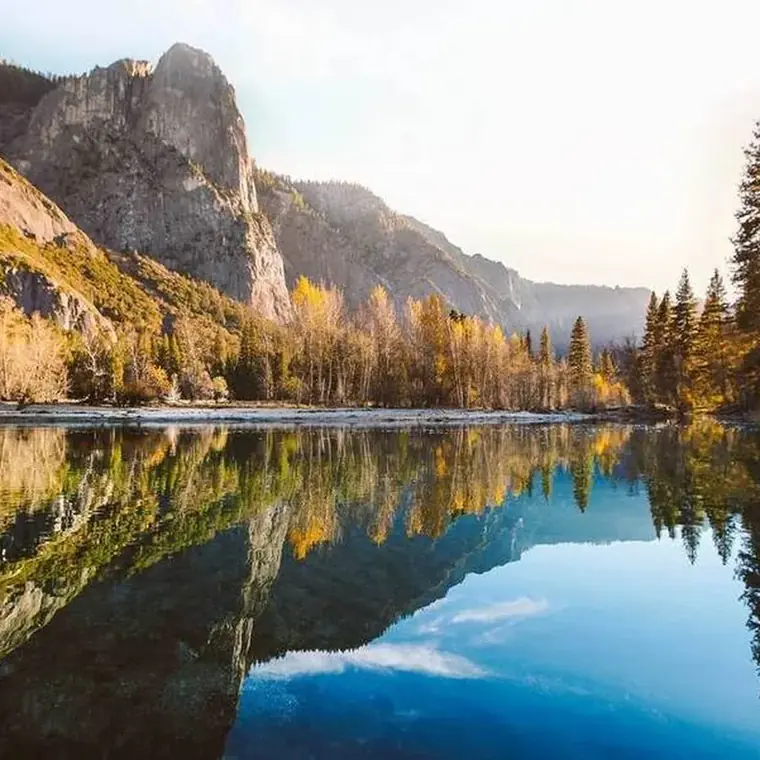 Yosemite Valley reflected in the Merced